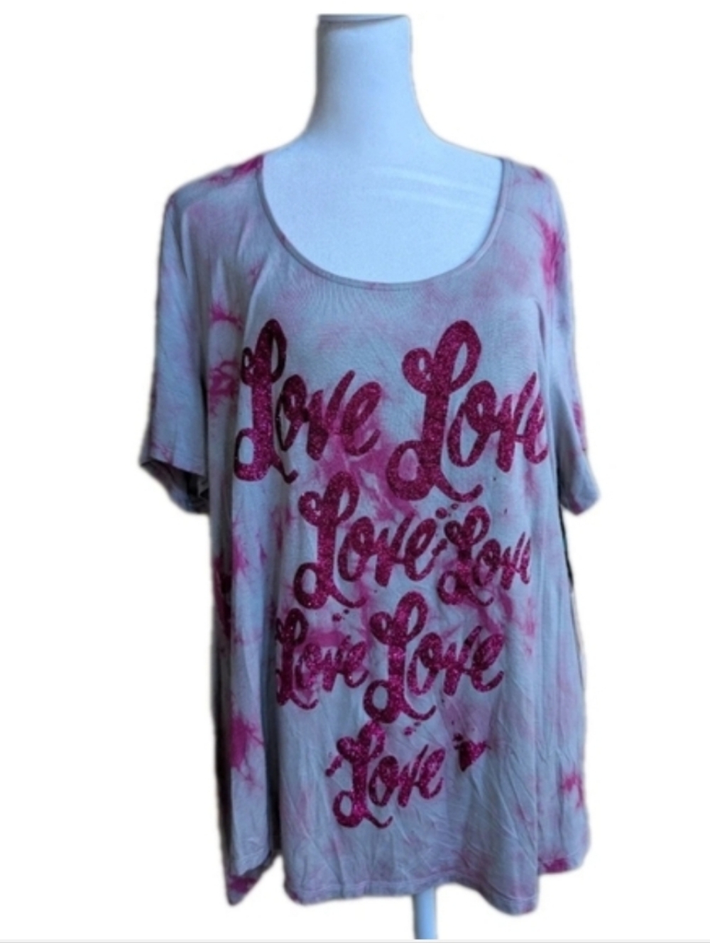 Juicy Couture Y2K Glitter Love Tie Dye Graphic Tee Shirt Top Loose Fit - Picture 2 of 8